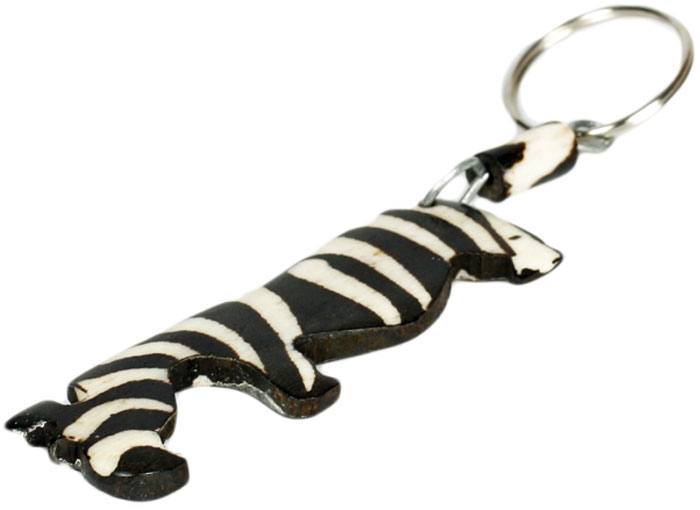 Zebra Cow Bone Key Ring - CAKR1150