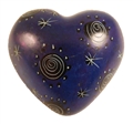Soapstone Decor, Heart shaped, Medium sized, Blue coloured,  with Multi pattern - HEDE1066 (THDH PAT), H (1 in ); W (1.5 in ); L (1.5 in )