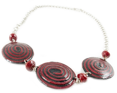 Oval Paper Bead Necklace - JENE1763