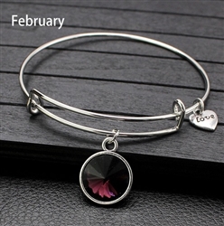 February birthstone charm bracelet