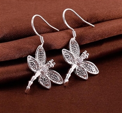 Silver dragonfly earrings