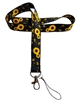 Black keychain lanyard with sunflowers