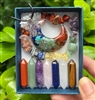 Chakra gift box includes bracelet, moon pendant necklace and 7 genuine polished stones