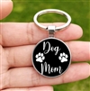 Black and white "dog mom" keychain
