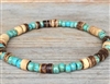 Brown and turquoise wood beads bracelet