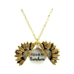 Gold "you are my sunshine" sunflower pendant necklace