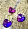 Sparkly crystal heart necklace and earring set