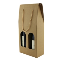 Bottle Box w/Window Kraft, 2-Bottle