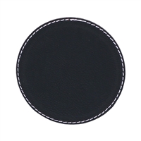 Suave Leatherette Coaster Round, Black, Bulk