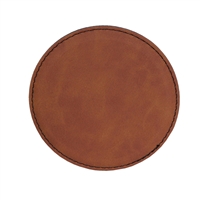 Suave Leatherette Coaster Round, Rawhide, Bulk