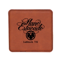 Custom Suave Leatherette Coaster Square, Rawhide