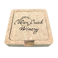 Custom Cork Coaster Caddy Set, Square