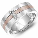 Diamond 10K Rose and White Gold Band