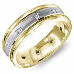 Diamond 10K White and Yellow Gold Band