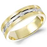 Diamond 10K White and Yellow Gold Band