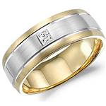 Diamond 10K White and Yellow Gold Band