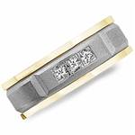 Diamond 10K White and Yellow Gold Band