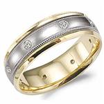 Diamond 10K White and Yellow Gold Band