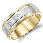 Diamond 14K White and Yellow Gold Band