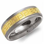 18k Yellow Gold Inlay Titanium Band