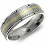 18k Yellow Gold Inlay Titanium Band