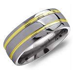 18k Yellow Gold Inlay Titanium Band