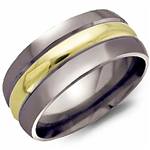 18k Yellow Gold Inlay Titanium Band