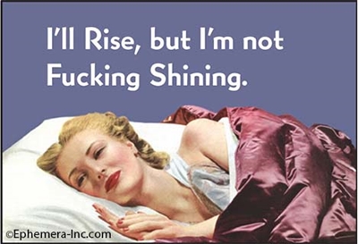 I'll Rise, but I'm not Fucking Shining.
