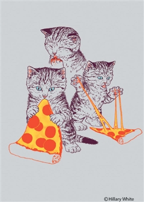 Kitties eating pizza