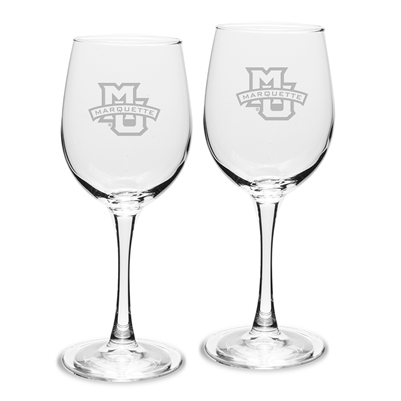 Marquette University 12oz Etched Wine Glass Set of 2
