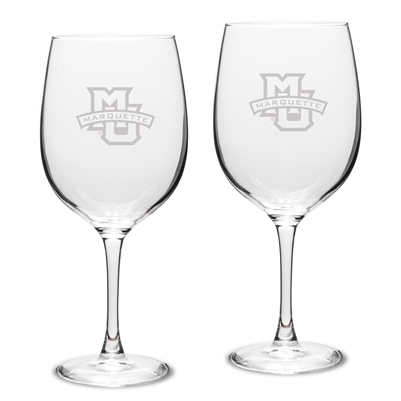 Marquette University 19oz Etched Wine Glass Set of 2