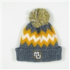 Zig Zag Cuff Beanie with Pom