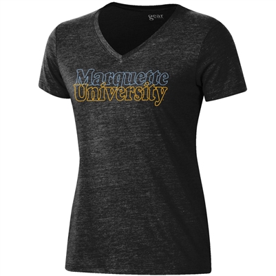 Women's Tri-Blend Short Sleeve V-Neck Black