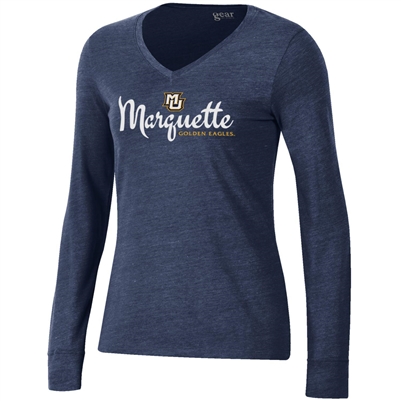 Women's Tri-Blend Long Sleeve V-Neck Black