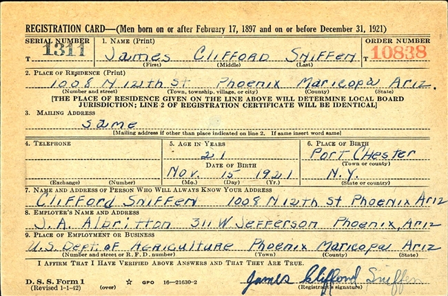 James Clifford Sniffen Merchant Marines WWII