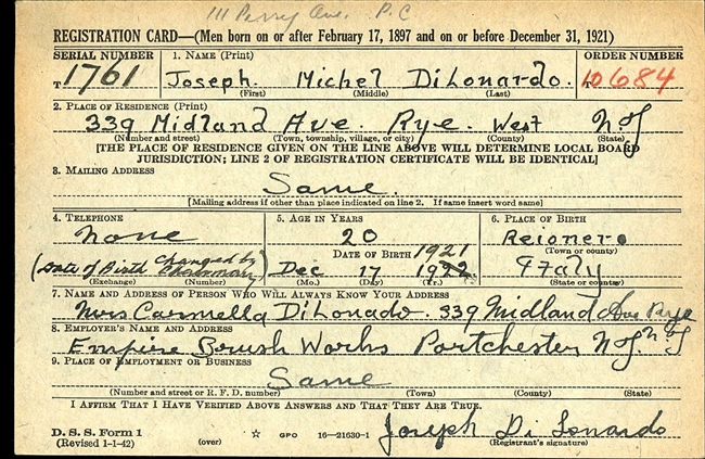 Joseph M. Dilonardo U.S. Army WWII