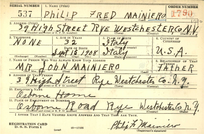 Philip F. Mainiero U.S. Army WWII