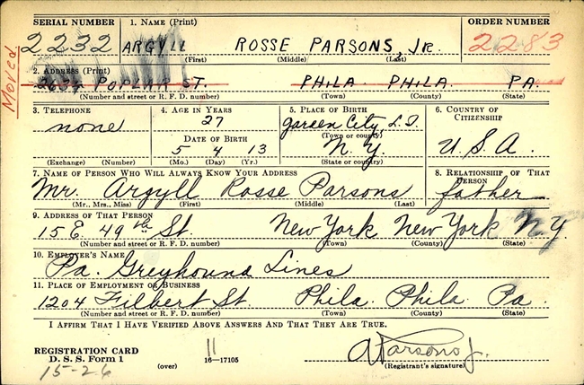 Argyll R. Parsons U.S. Army WWII