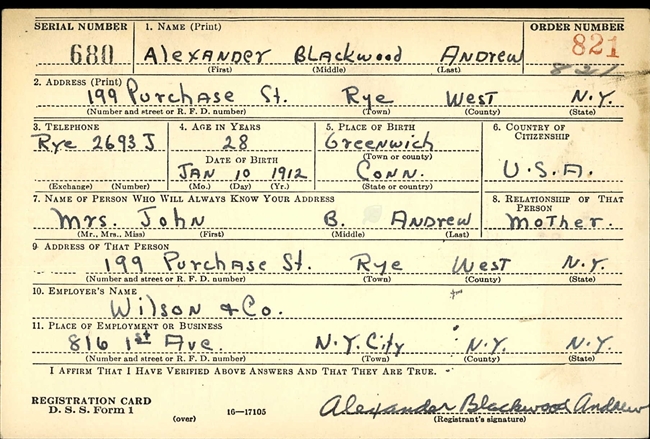 Alexander B. Andrew U.S. Army WWII