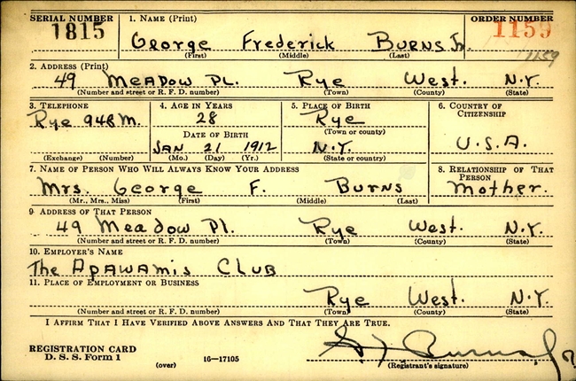 George F Burns U.S. Army WWII