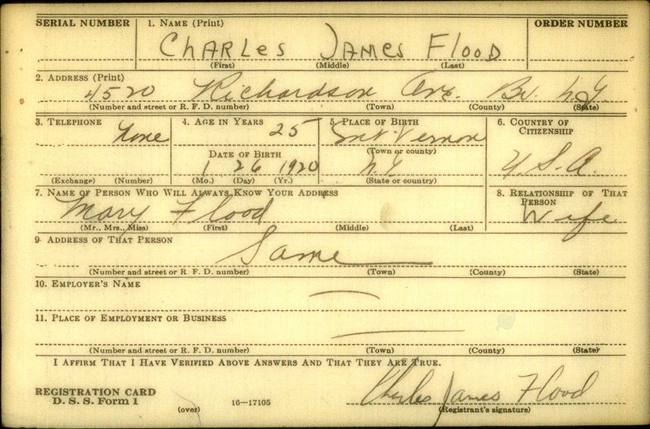 Charles J. Flood U.S. Navy WWII