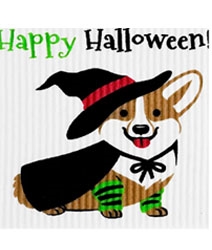 ash Towel-100% Biodegrade- Corgi Happy Halloween