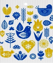 ash Towel-100% Biodegrade- Yellow Blue Birds