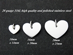 (02)316L Stainless Steel Heart Disc 6 pack 10mmx14mm