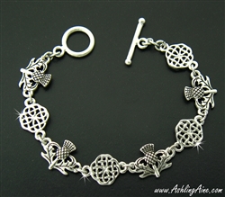 Scottish Thistle and love knot Celtic toggle bracelet ( Jpew7003)
