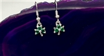 Dainty Emerald CZ Shamrock Earrings, 7025, Lead Free Pewter Dangle Earrings, St Patrick's Day Shamrock Earrings, Celtic Earrings