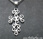 Triskele Journey Cross Neckalce, s142, Celtic Cross. Irish Cross, Scottish Cross,,triskelion, Celtic Jewelry (s142/wc)