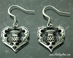 Bold Scottish Heart Thistle Earrings I love Scotland(S222)