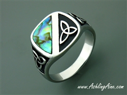 Genuine Abalone Trinity Ring, Trinity Knot Stainless Steel Ring, (S236)