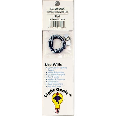 025300 LIGHT GENIE LED RED WITH 12" LEADS (4 pack)